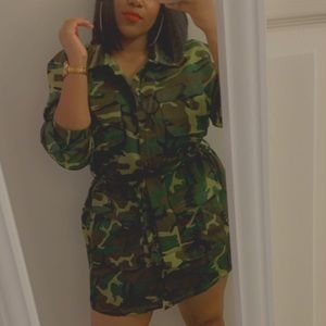 PrettyLittleThing Plus Camo Dress